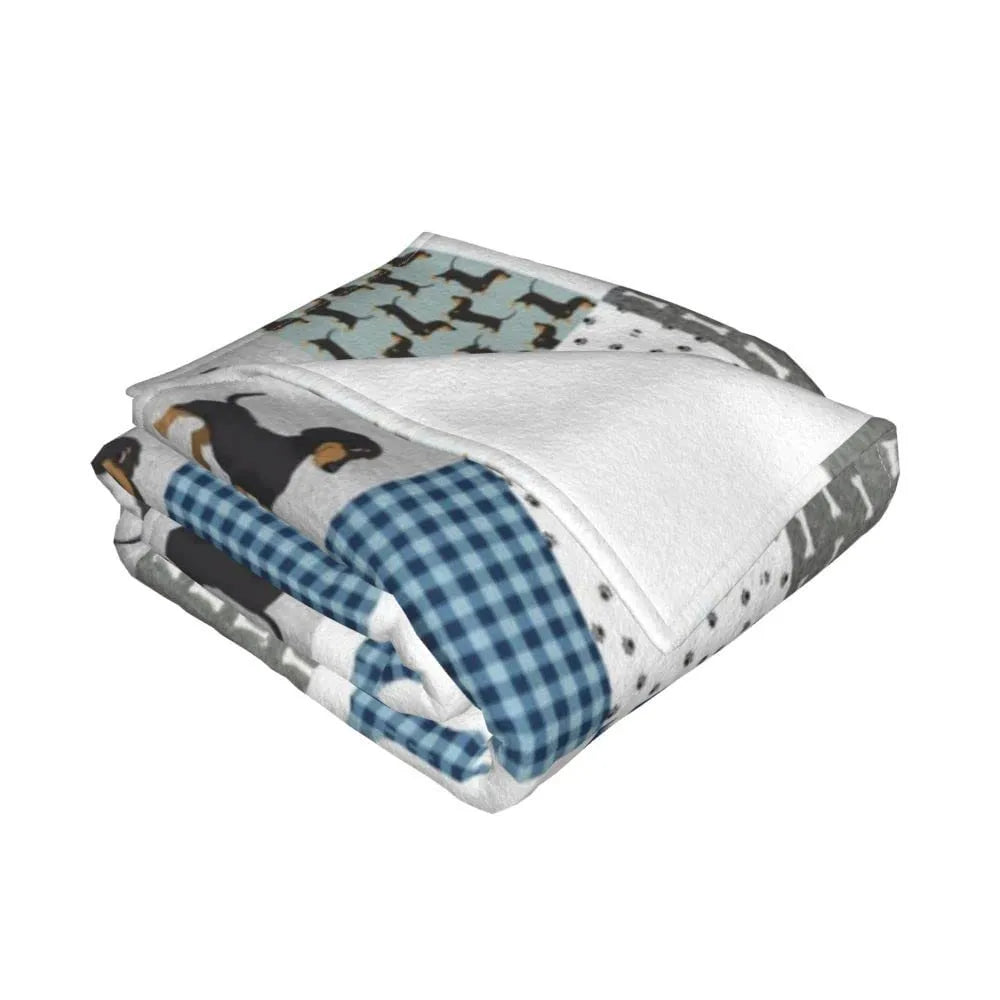 Dachshund Plaid Flannel Blanket