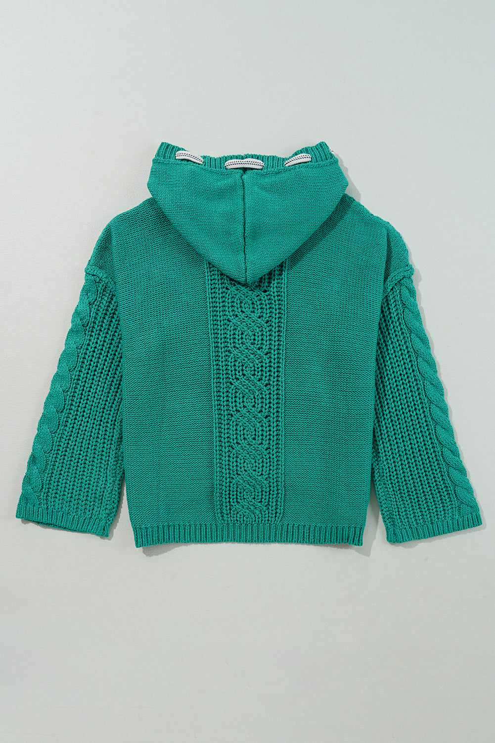 Cable Knit V Neck Hooded Sweater
