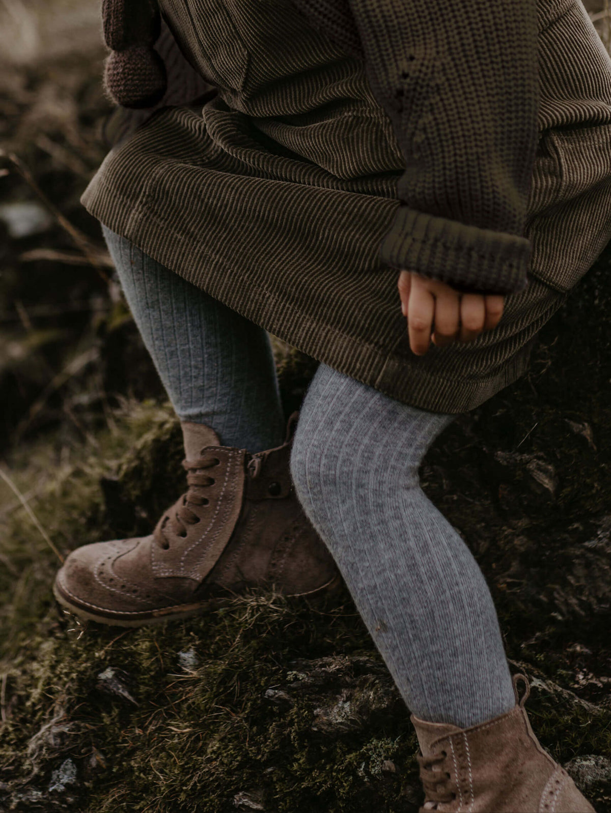 Kids' Ribbed Organic Cotton Blend Tights | The Simple Folk