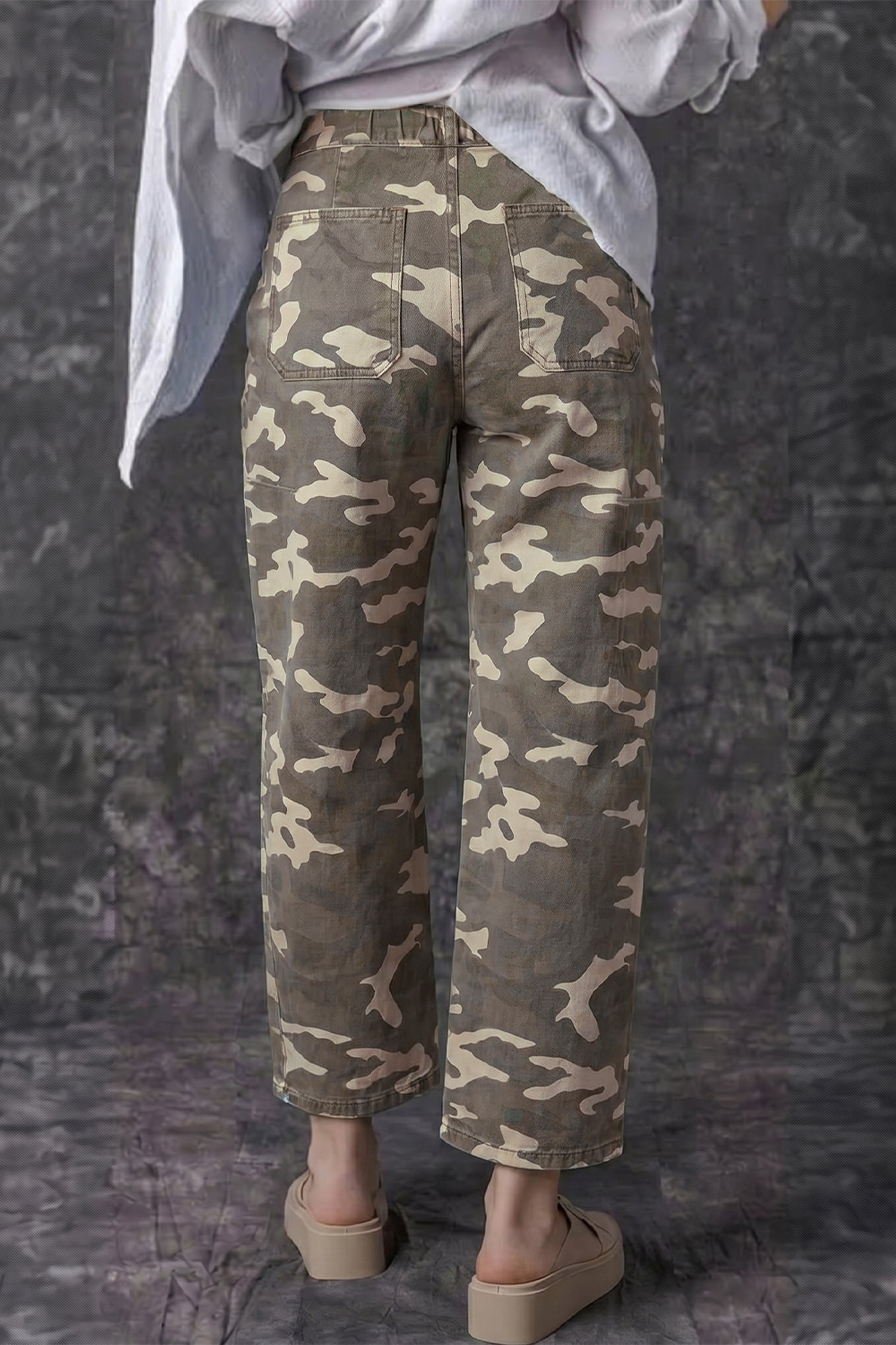Leopard Print Barrel Jeans
