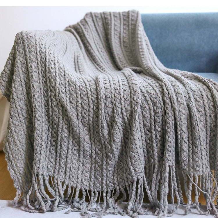 Tassel Knit Mountain Sofa Blanket