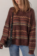 Ethnic Pattern Mohair Sweater