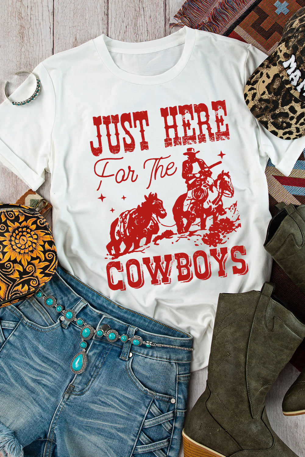 Just Here for the Cowboy Graphic Tee