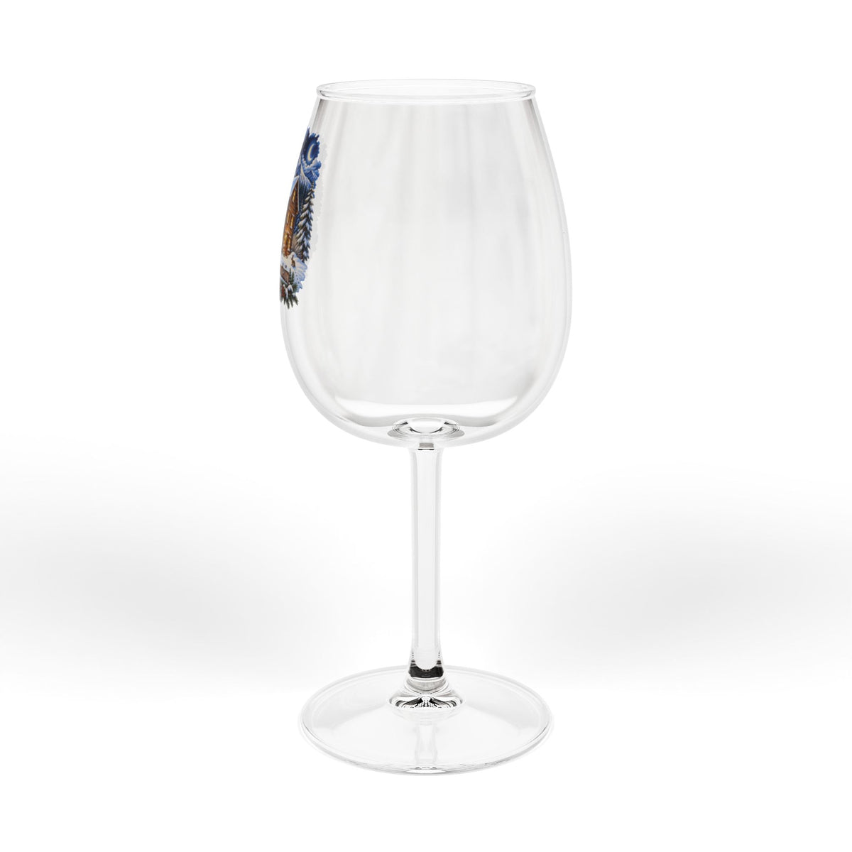 12oz Winter Cabin Wine Glass — Snowy Lodge Holiday Glassware