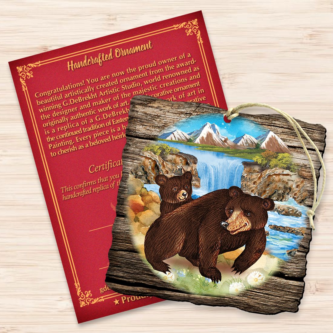 Bear Cabin Wooden Ornament