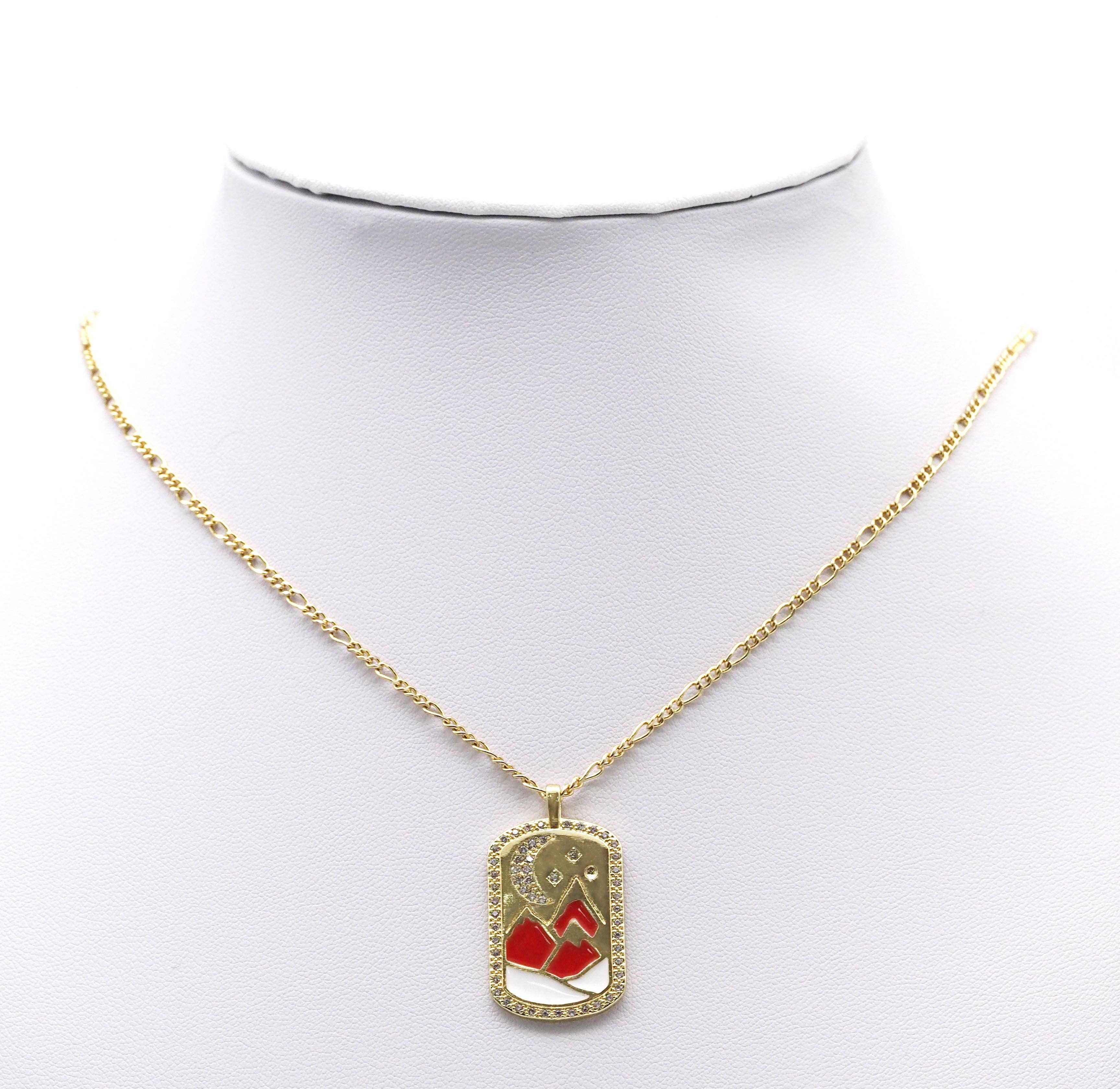 Mountain Moon CZ Charm Pendant