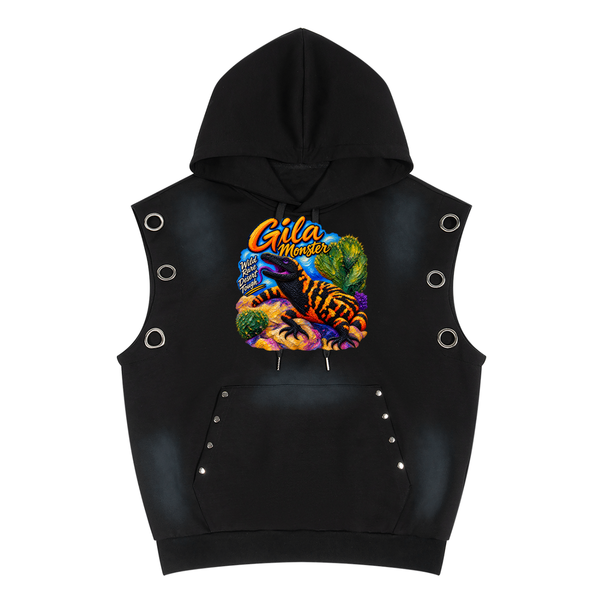 Unisex Vintage Wash Sun Fade Sleeveless Hoodie