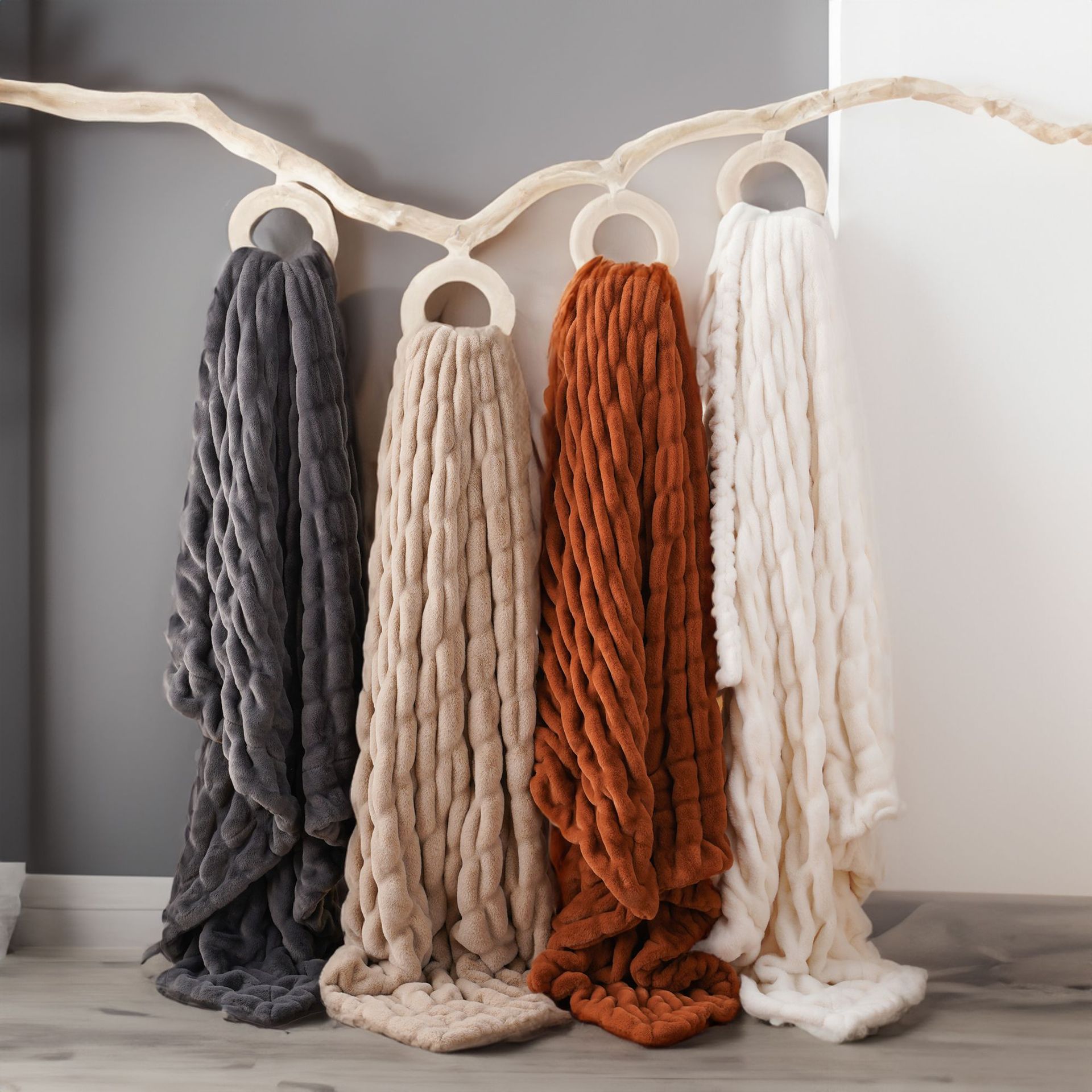 Faux Rabbit Fur Hooded Blanket