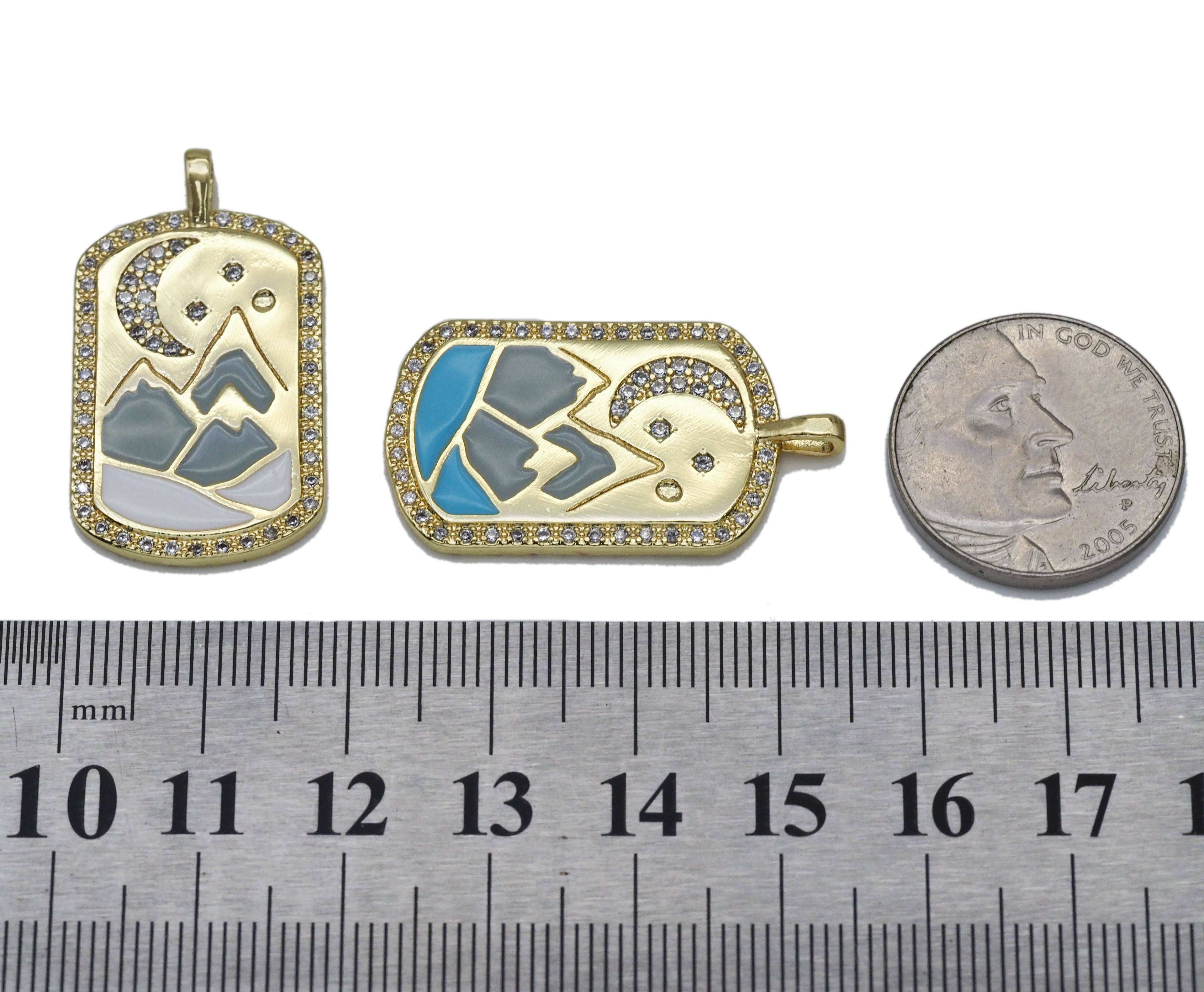 Mountain Moon CZ Charm Pendant
