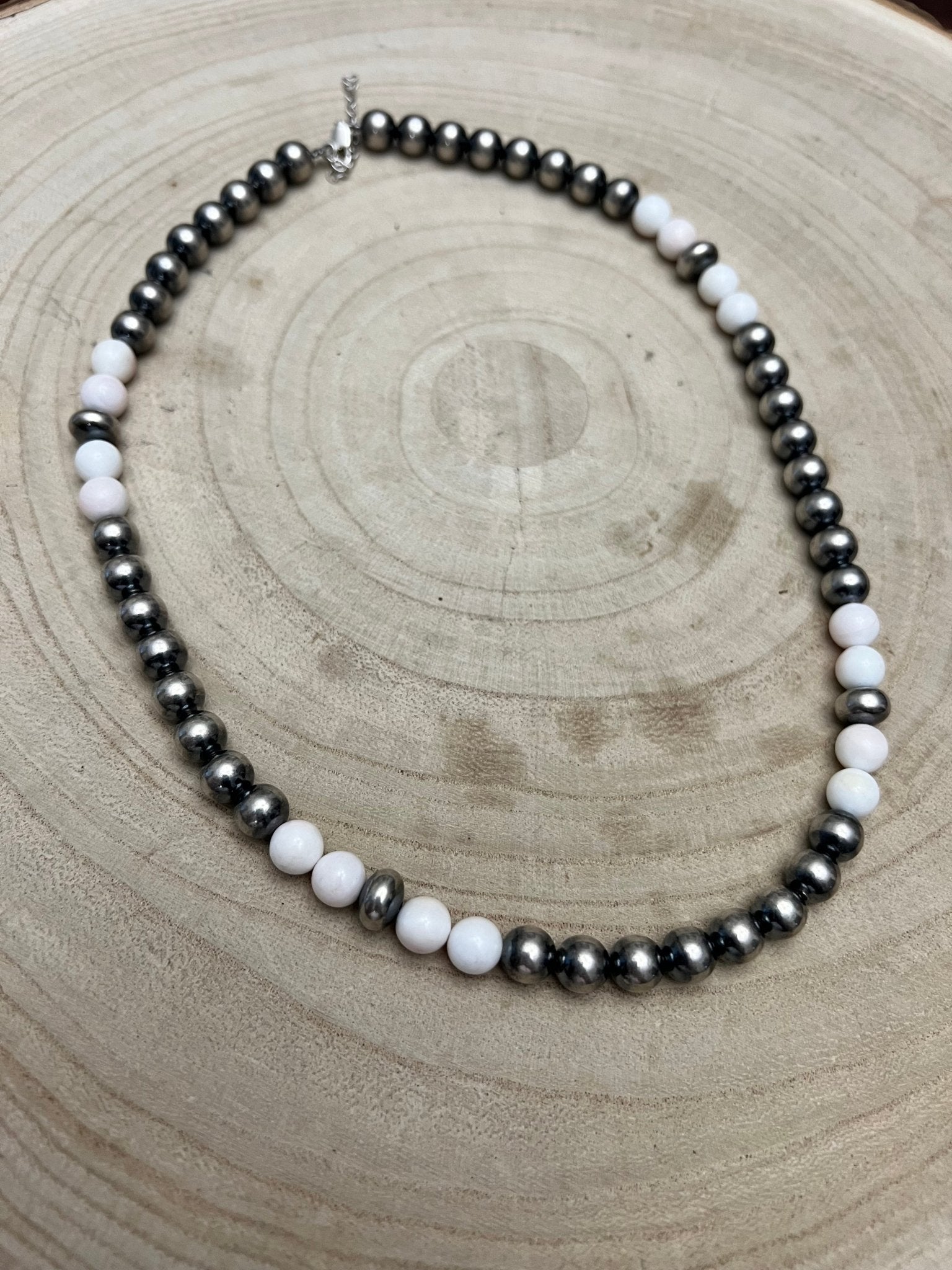 Sterling Pearl & Pink Conch Necklace