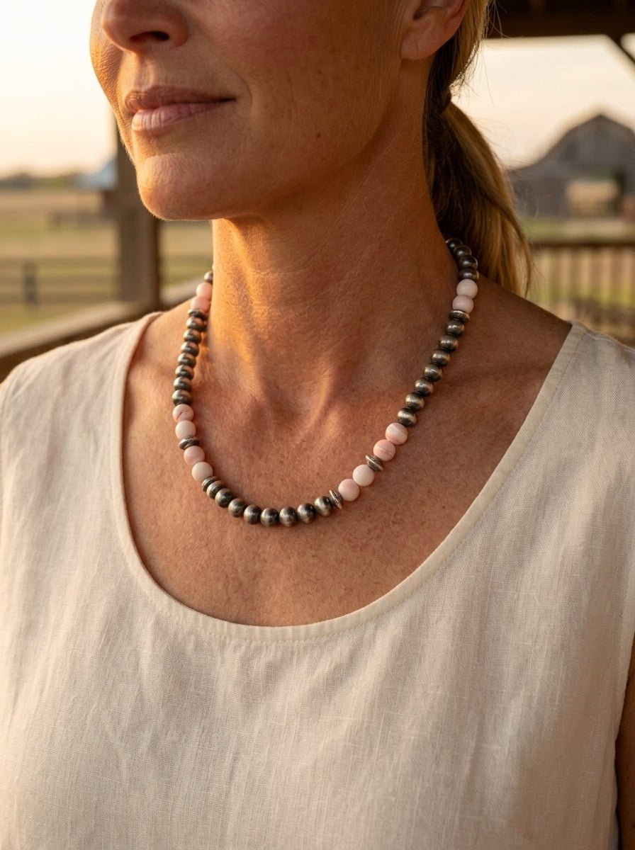 Sterling Pearl & Pink Conch Necklace