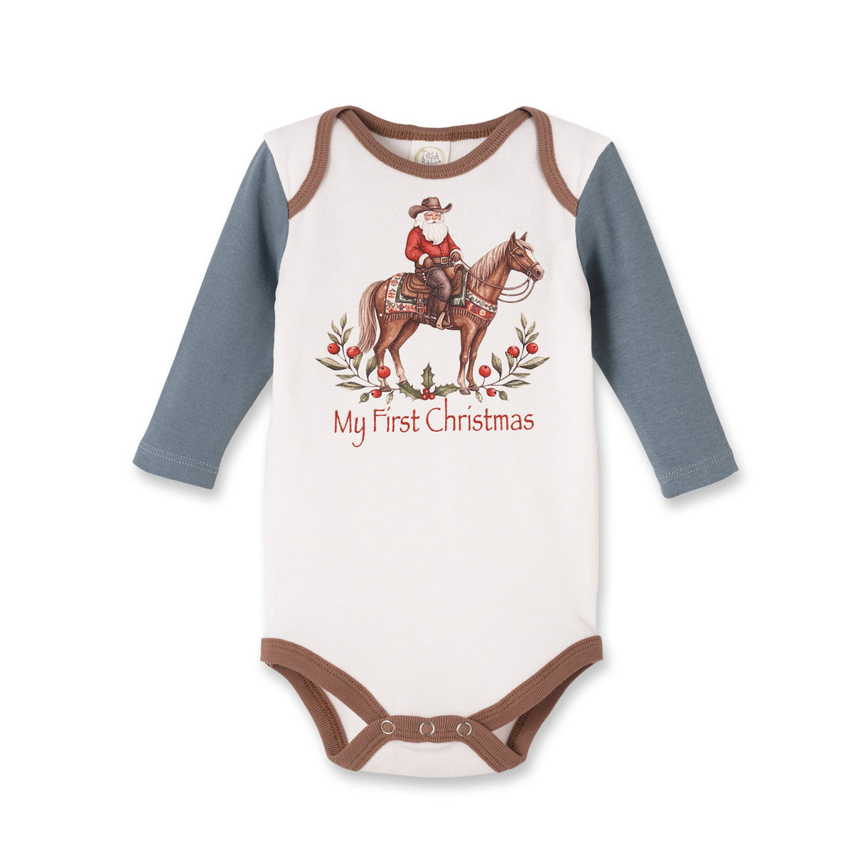 My First Cowboy Christmas Baby Bodysuit | Long Sleeve Cotton Rib