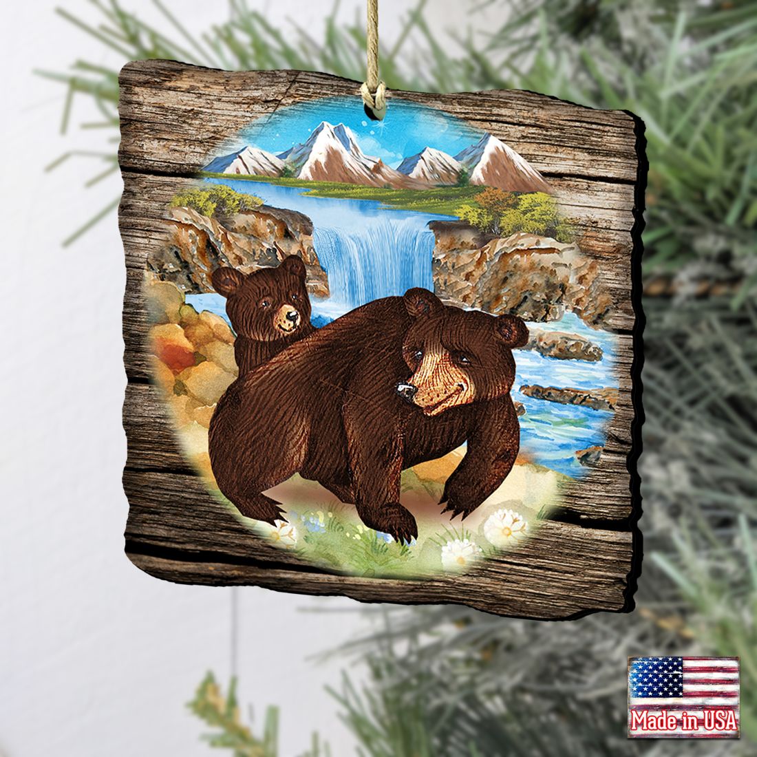 Bear Cabin Wooden Ornament