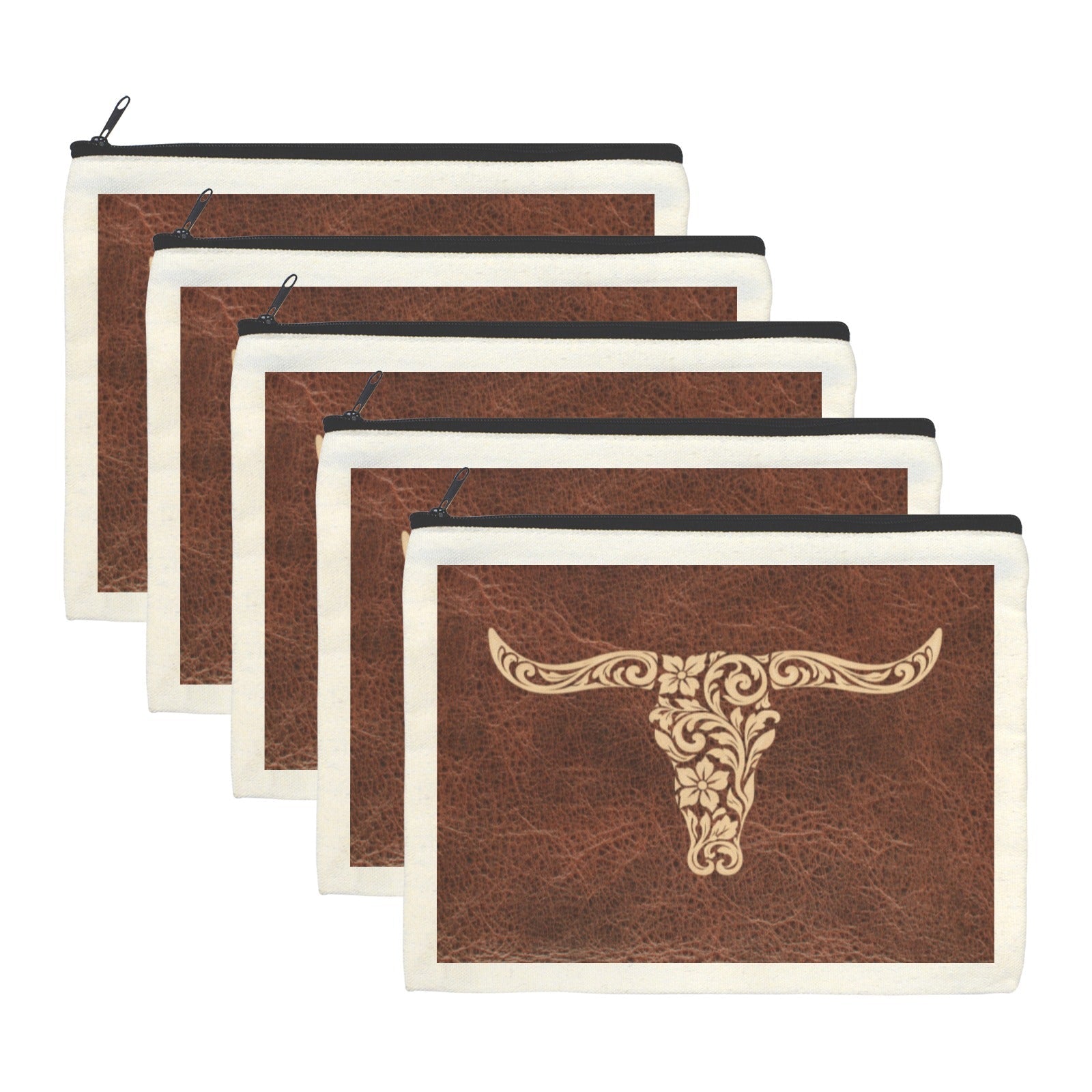 Tooled Longhorn Cosmetic Bag Set