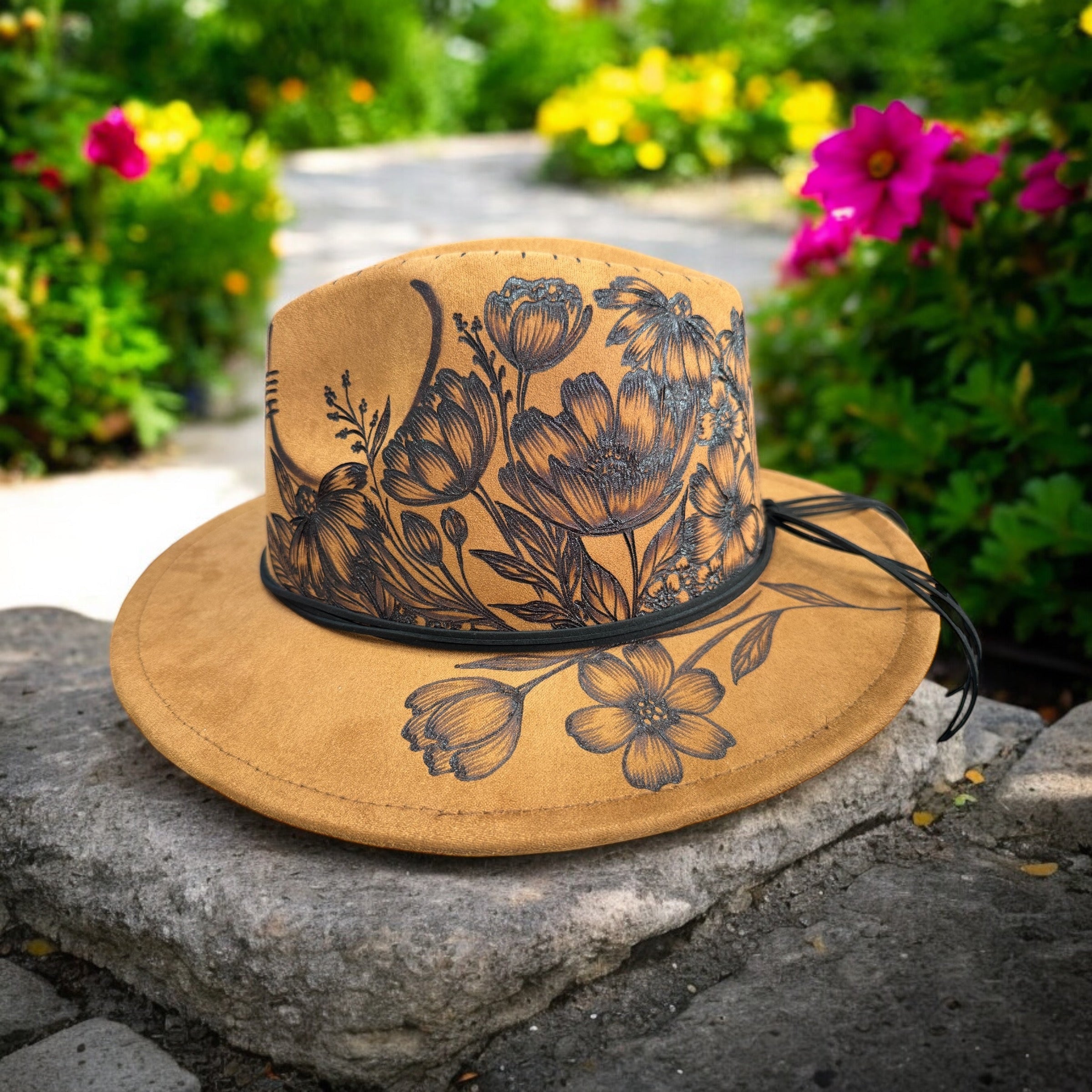 Flower Garden Burned Fedora