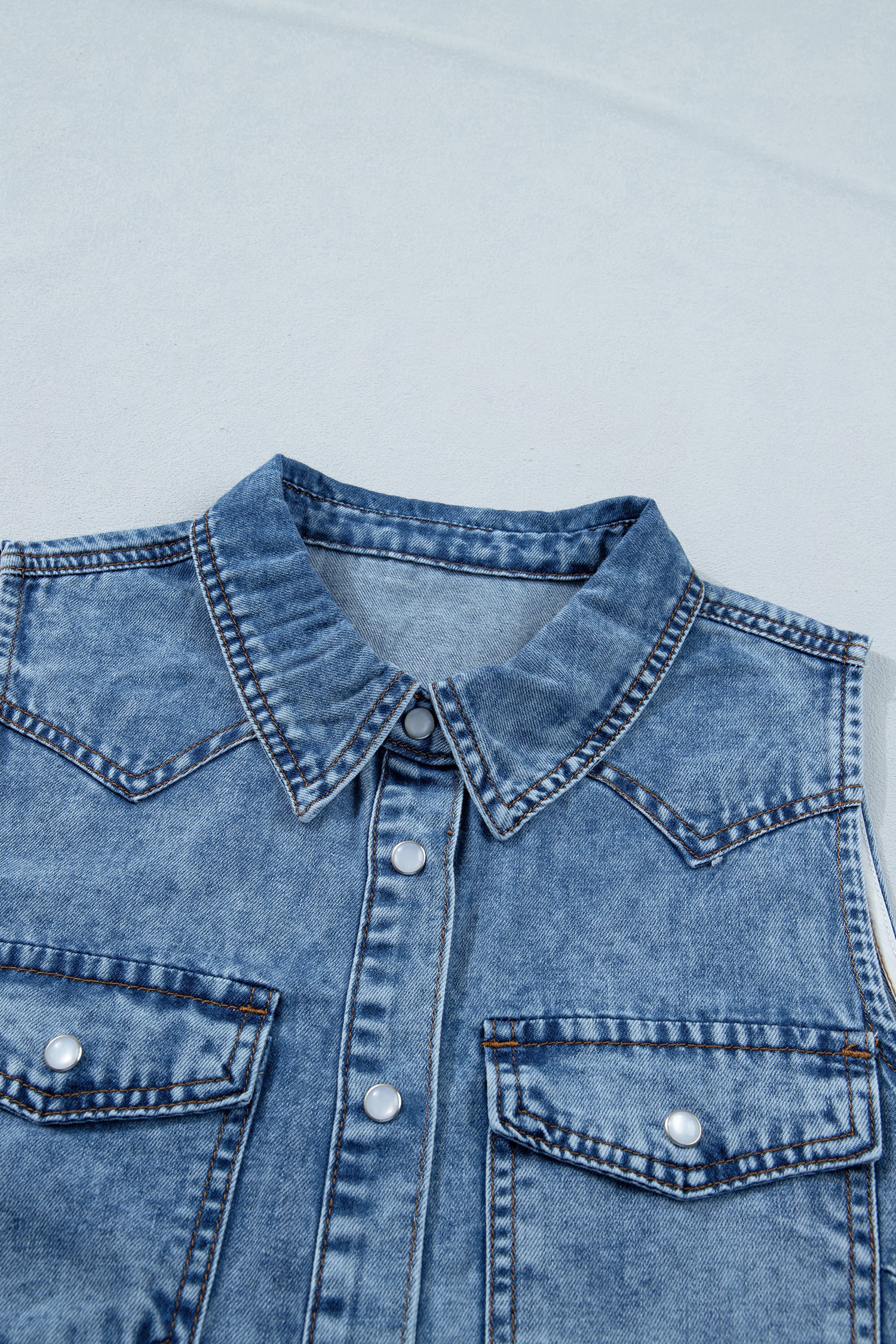 Denim Button-Front Vest