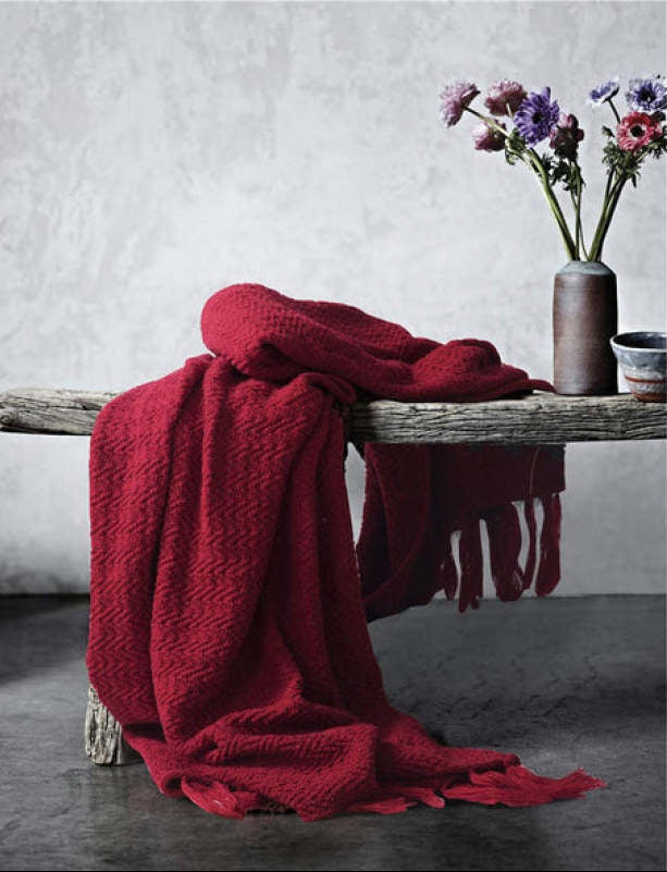 Warm Red Cabin Knit Throw