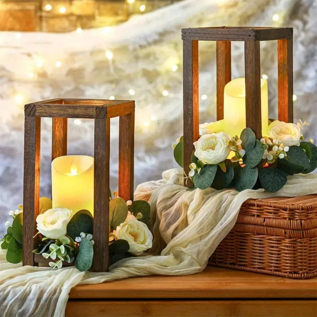 Wood Candle Lantern Stand