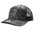 Ariat Black Camo Embroidered Shield Trucker Cap