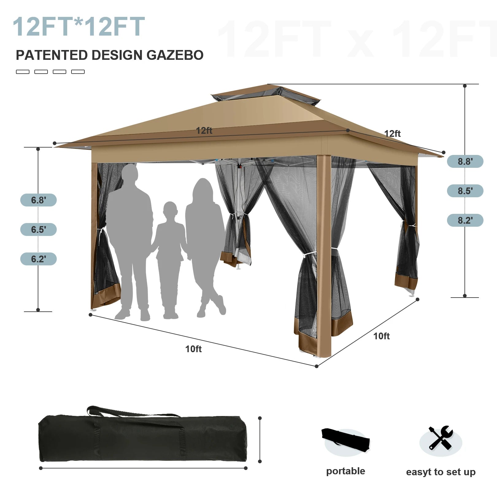 12x12 Pop-Up Gazebo with Netting