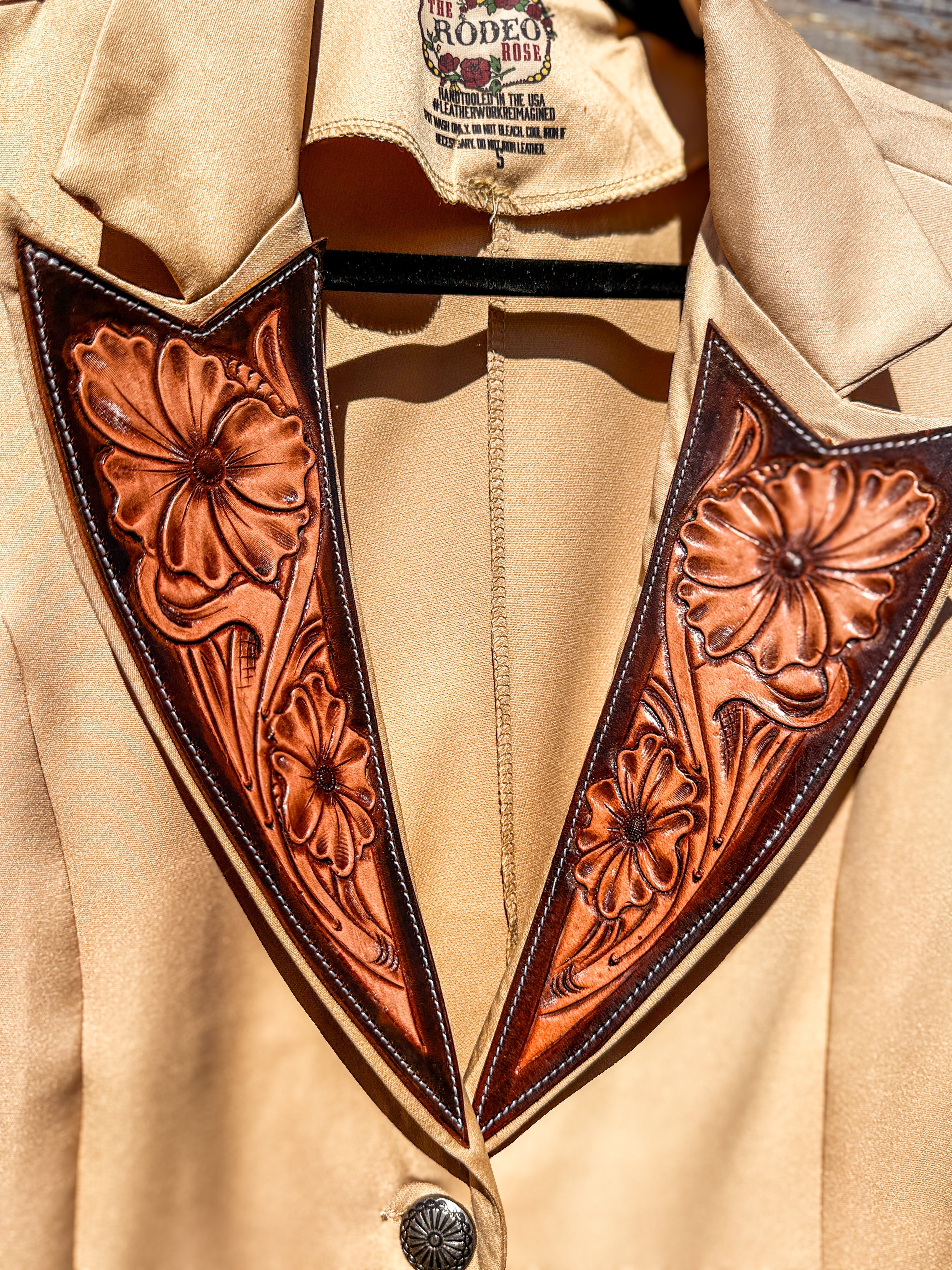 Hand Tooled Lapel Blazer — Tan