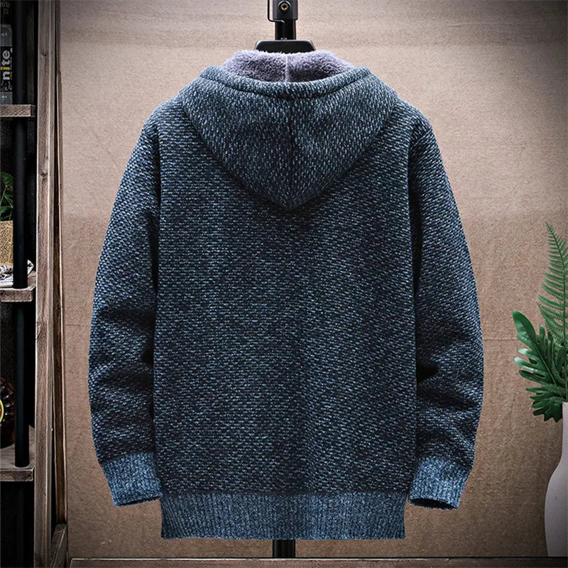 Men's Fleece-Lined Hooded Knit Jacket