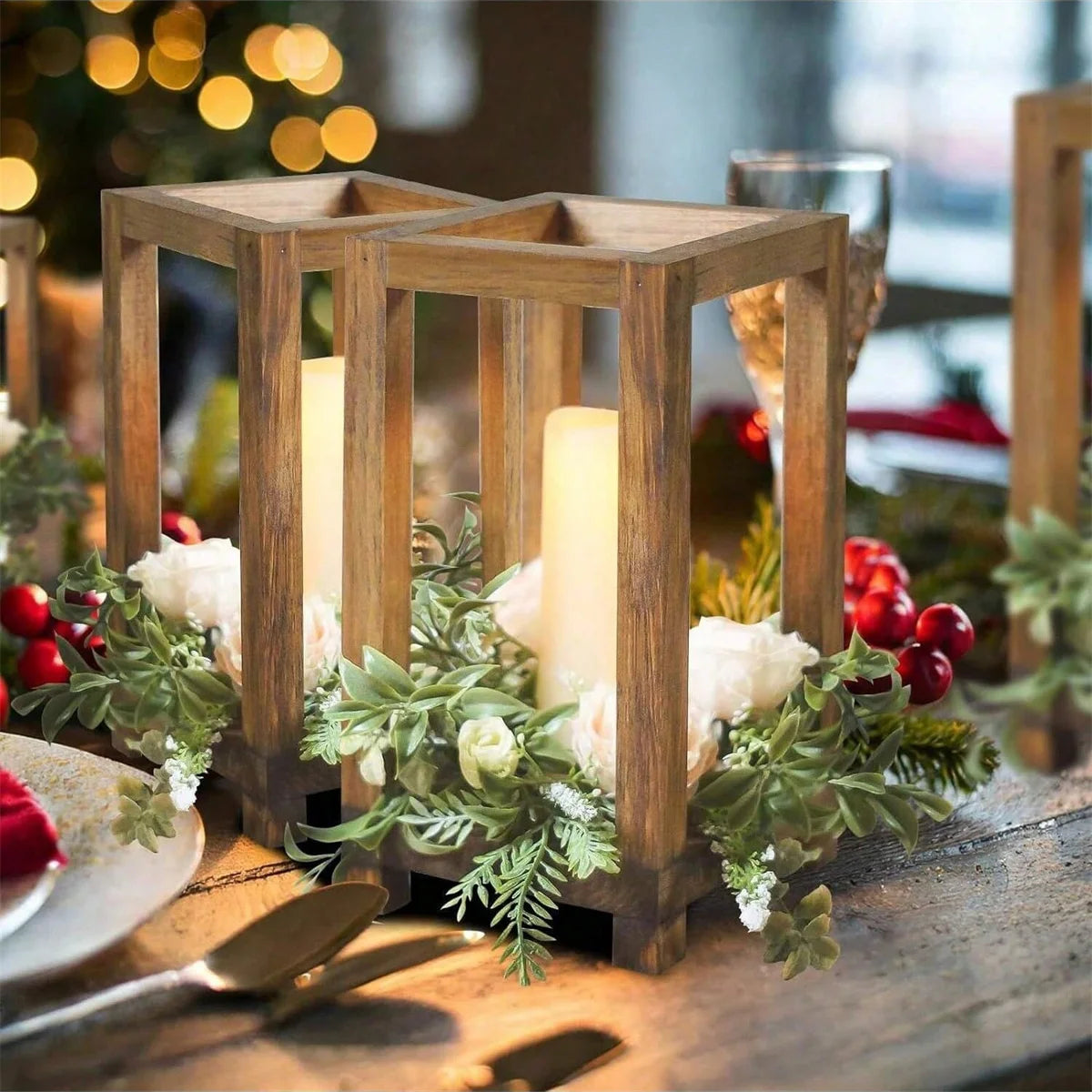 Wood Candle Lantern Stand