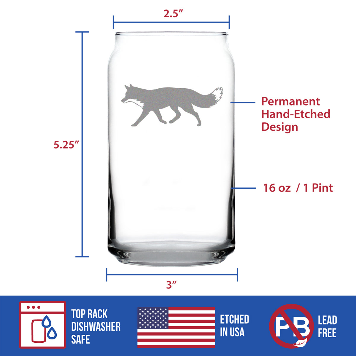 Fox Silhouette Beer Can Pint Glass