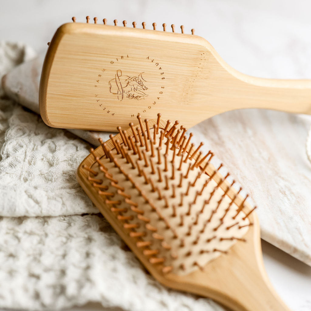 Bamboo Paddle Hair Brush | Bamboo Bristles, 9 in