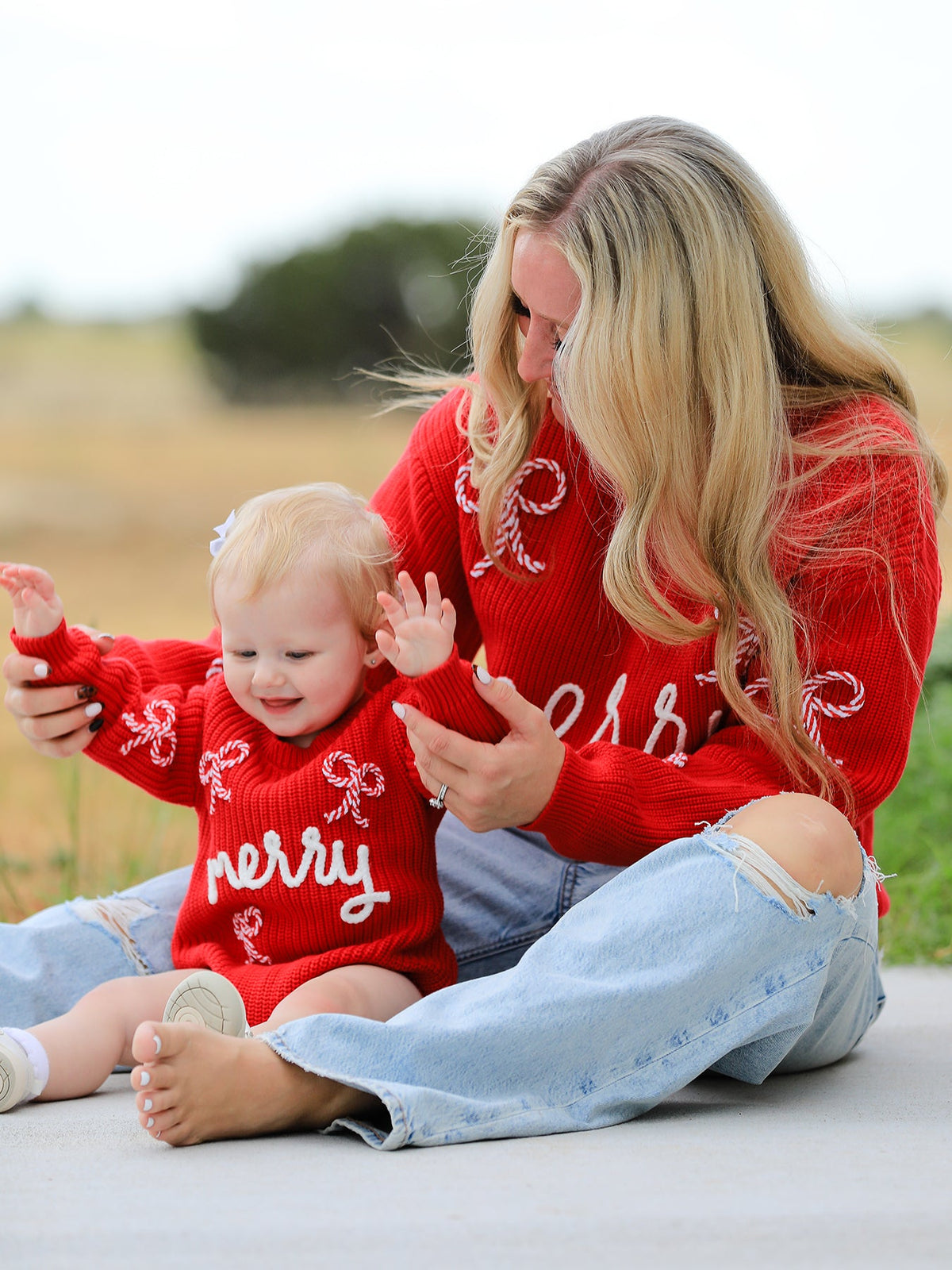 Mom & Me Red Merry Christmas Pullover Sweaters | Kids & Adults