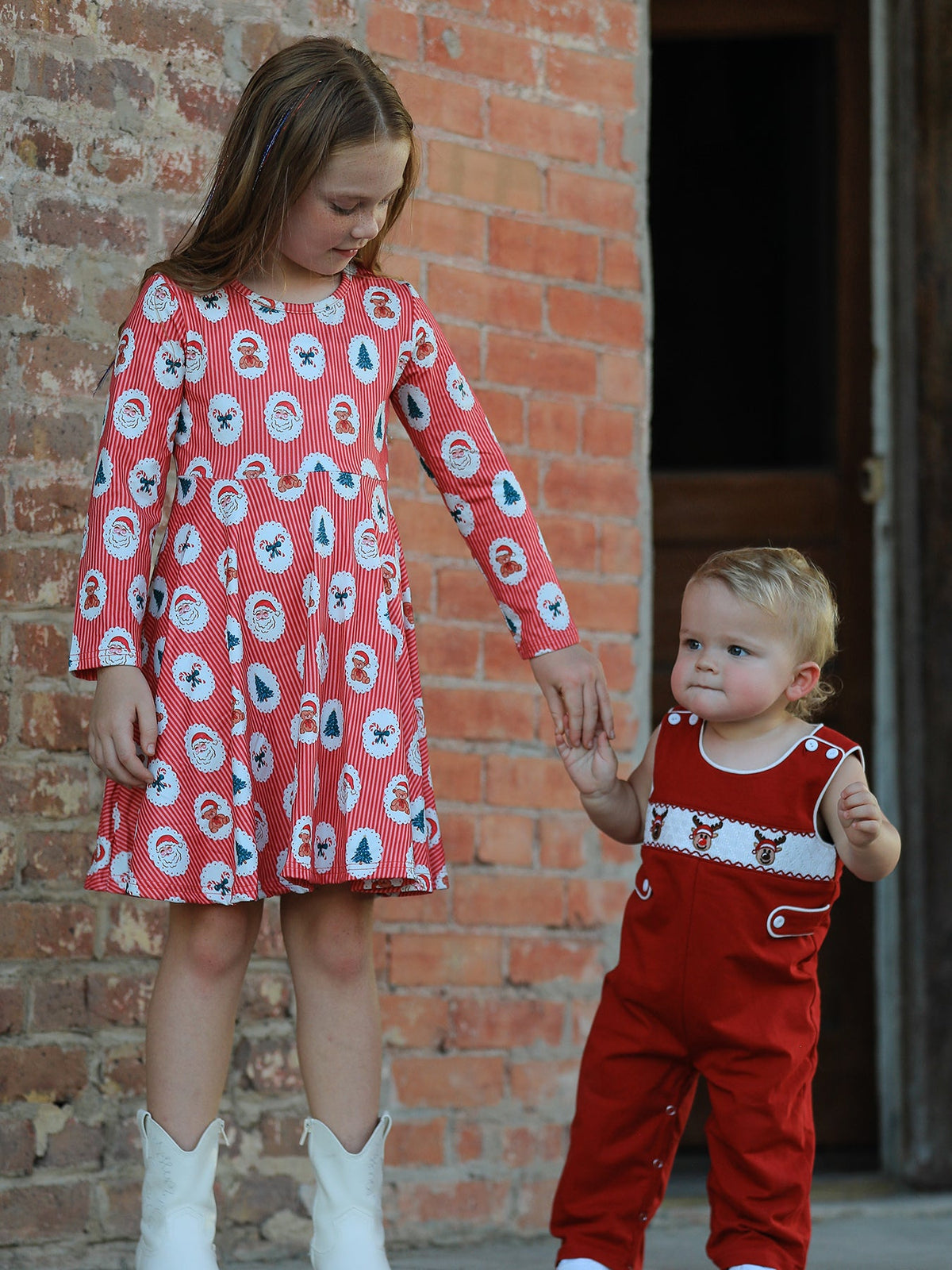 Baby Boys’ Red Reindeer Smocked Christmas Jon Jon