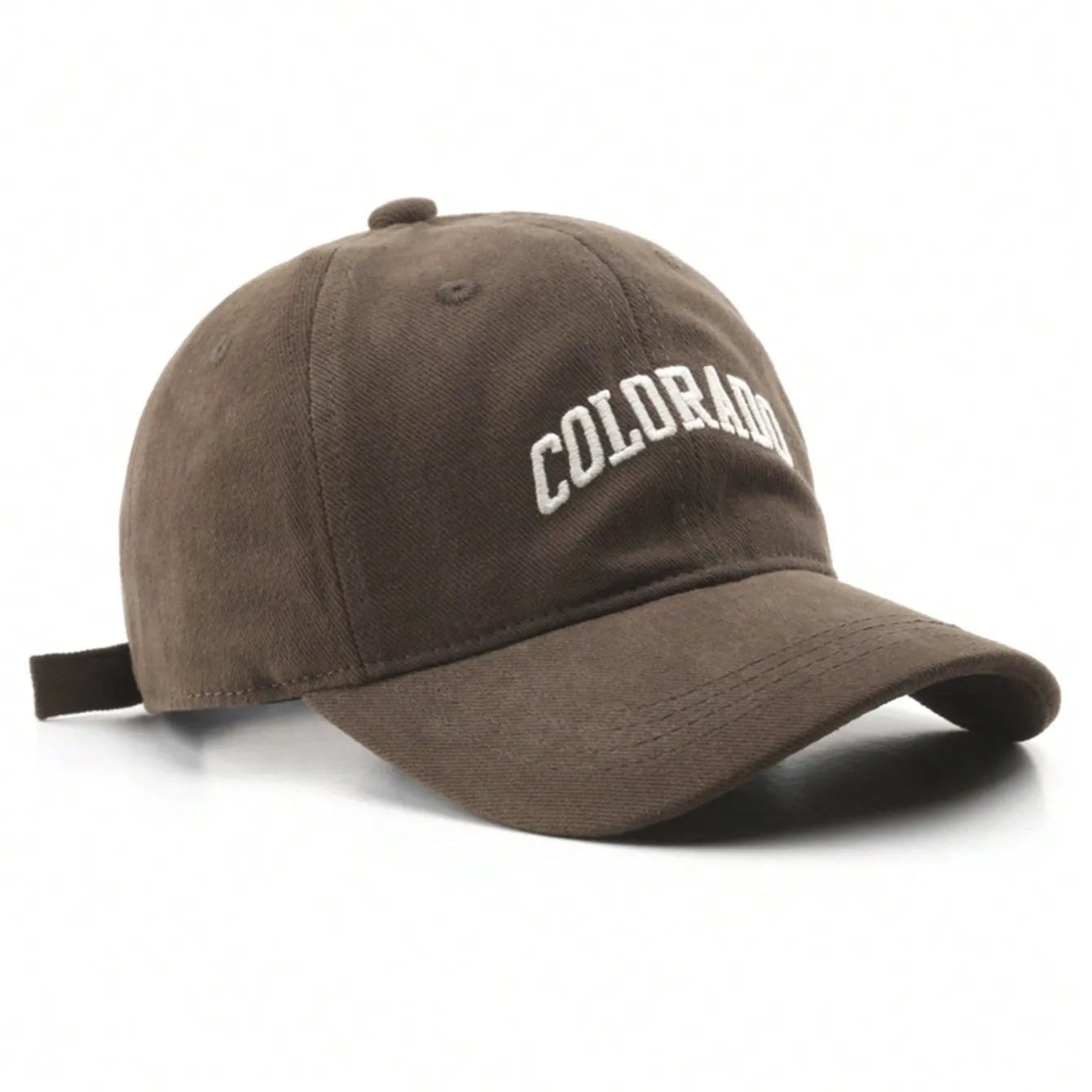 Brown cap with 'Colorado' text on a white background