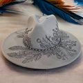 Topknot Burned Wide Brim Hat