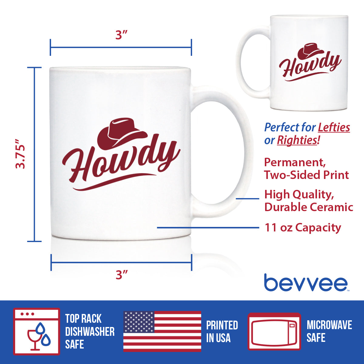 Howdy Ceramic Coffee Mug – 11 oz or 15 oz