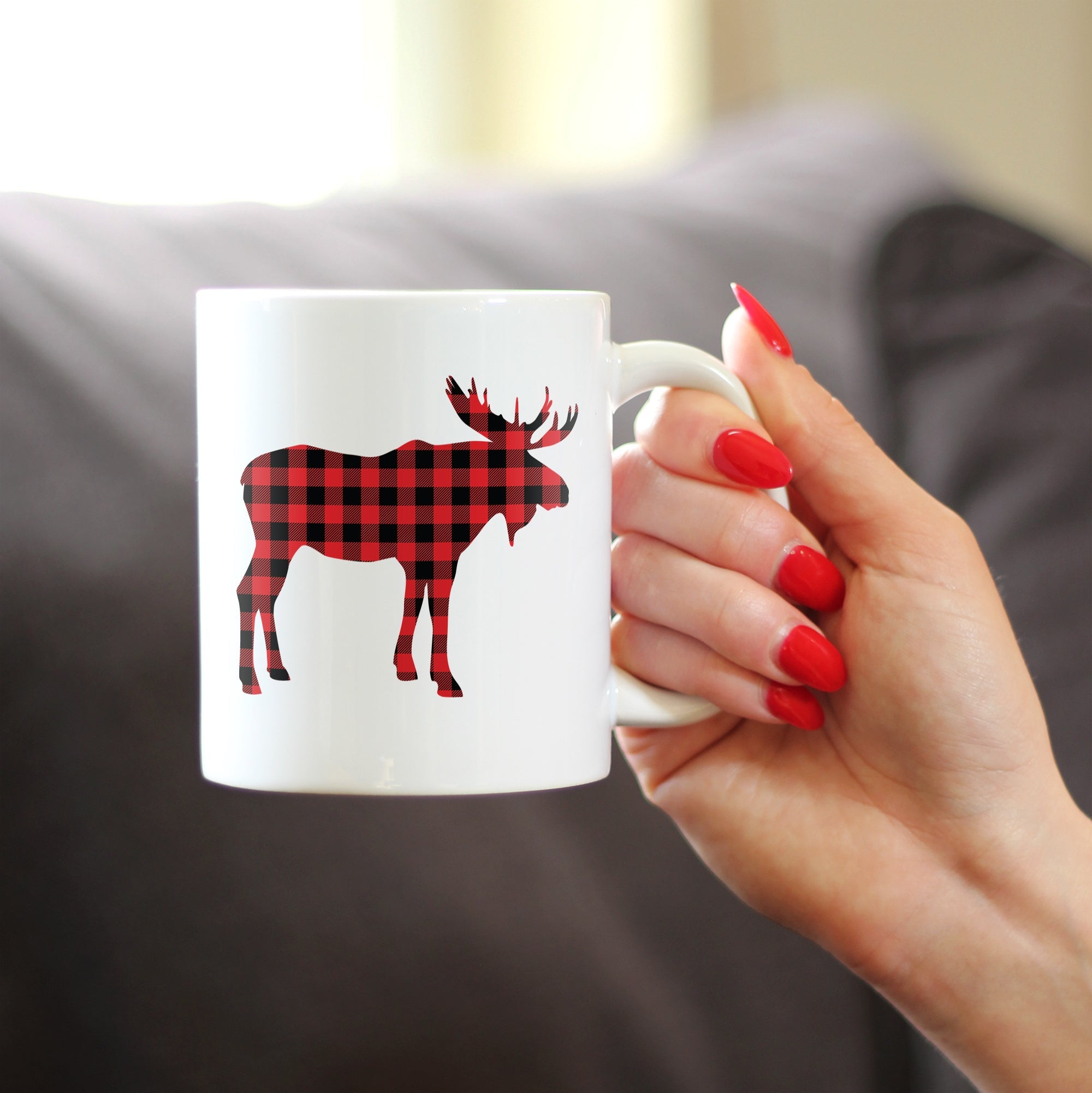 Buffalo Plaid Moose Mug