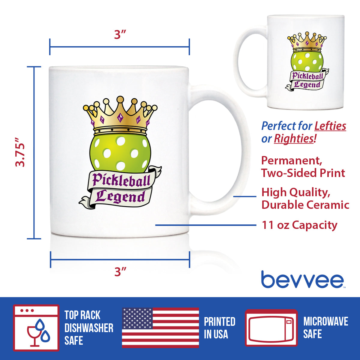 Pickleball Legend Ceramic Coffee Mug – 11 oz or 15 oz