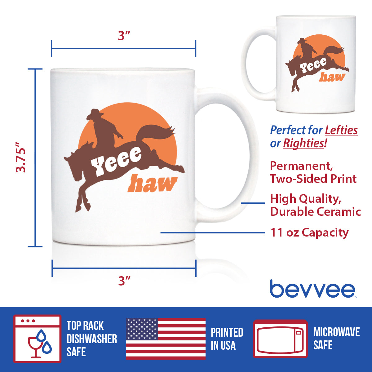 Yeehaw Ceramic Coffee Mug – 11 oz or 15 oz