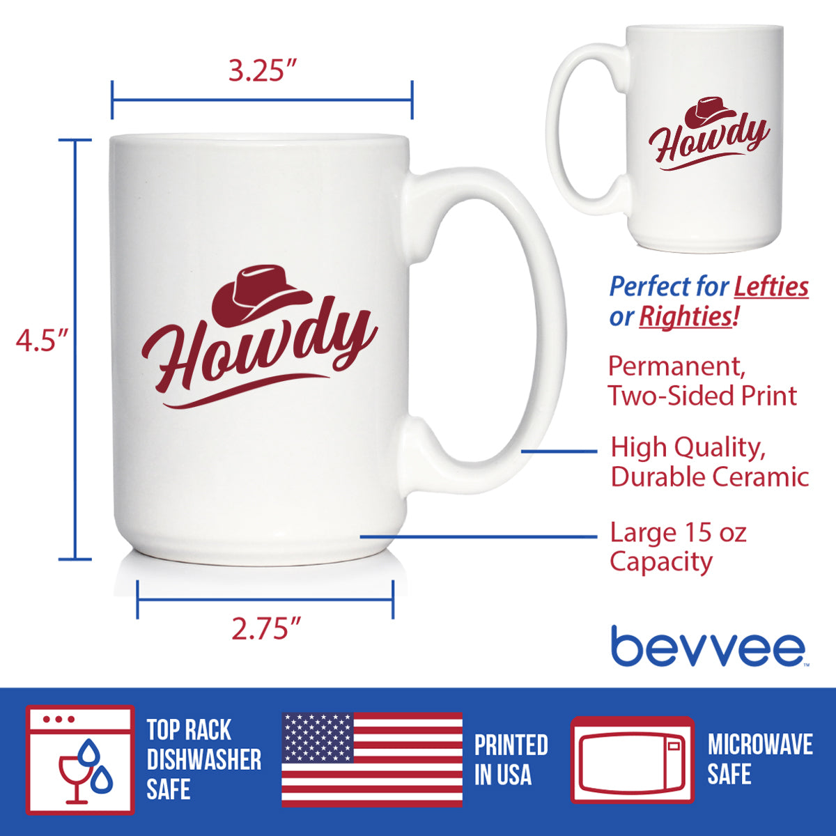 Howdy Ceramic Coffee Mug – 11 oz or 15 oz