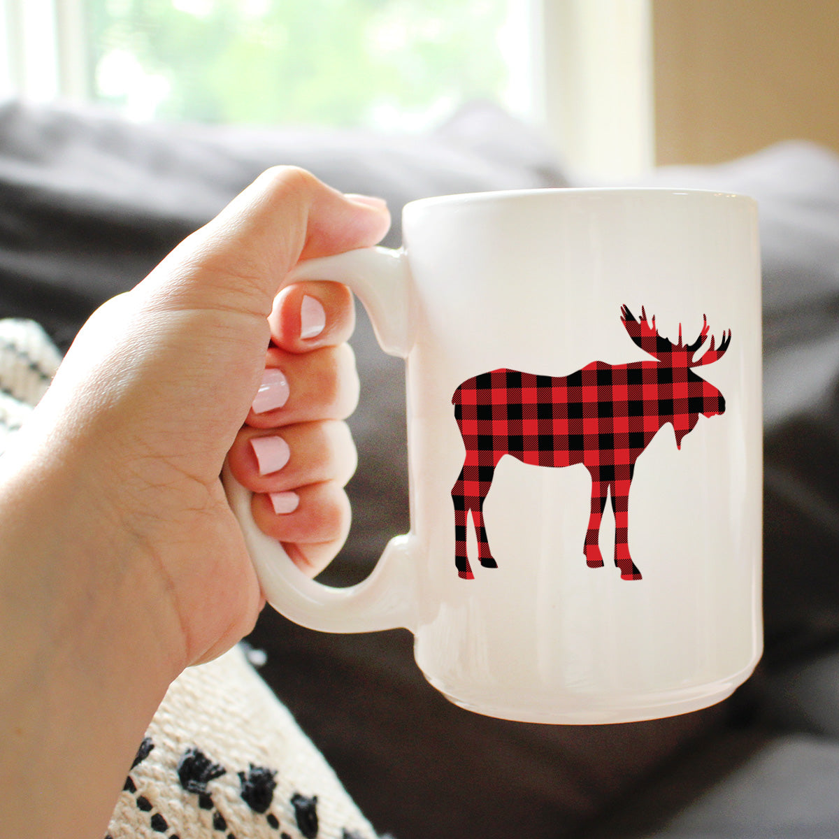 Buffalo Plaid Moose Mug