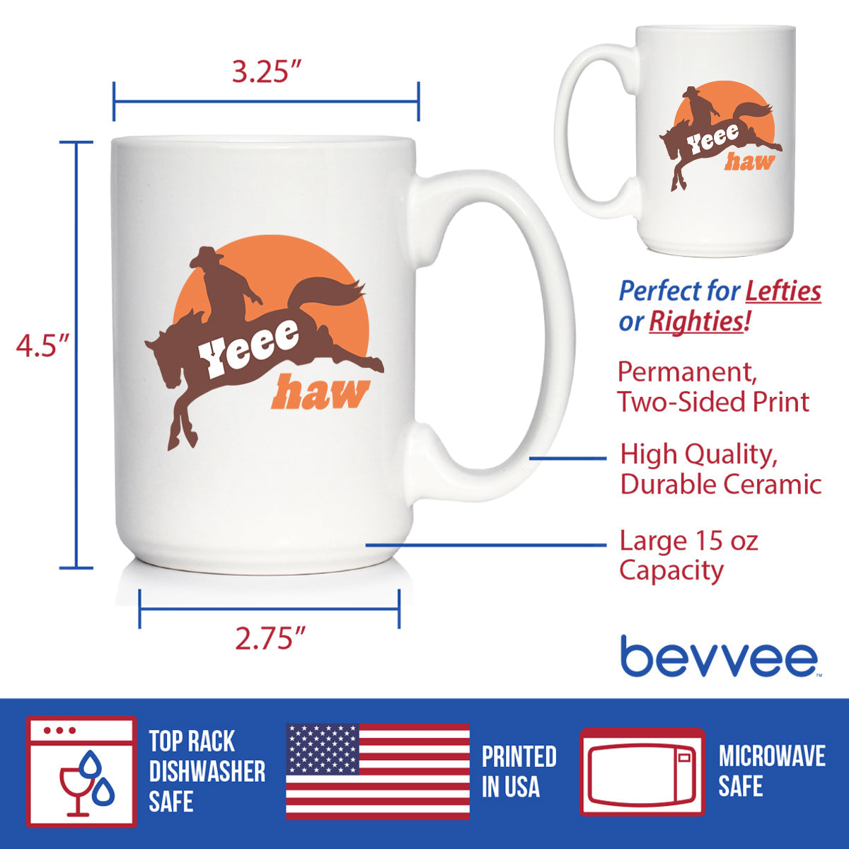 Yeehaw Ceramic Coffee Mug – 11 oz or 15 oz
