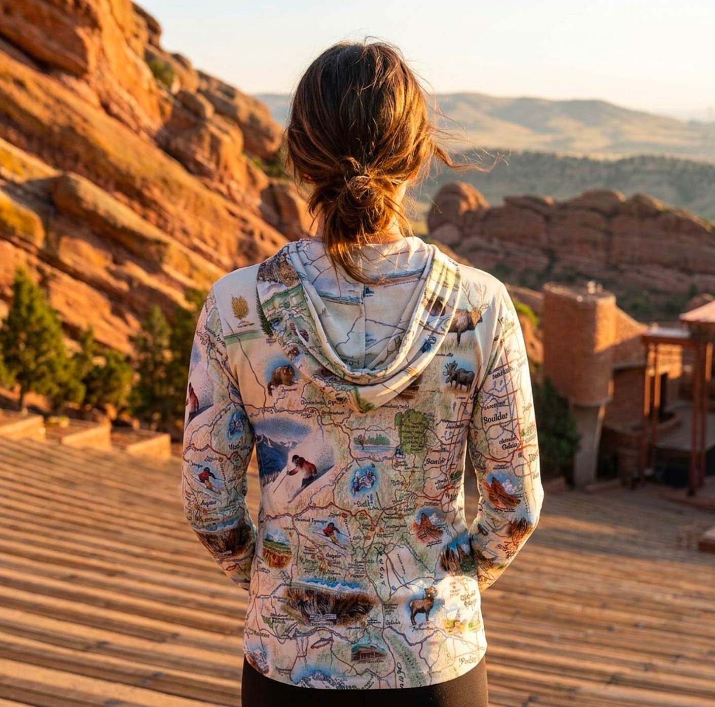 Colorado State Map UltraLight Sunshirt Hoodie