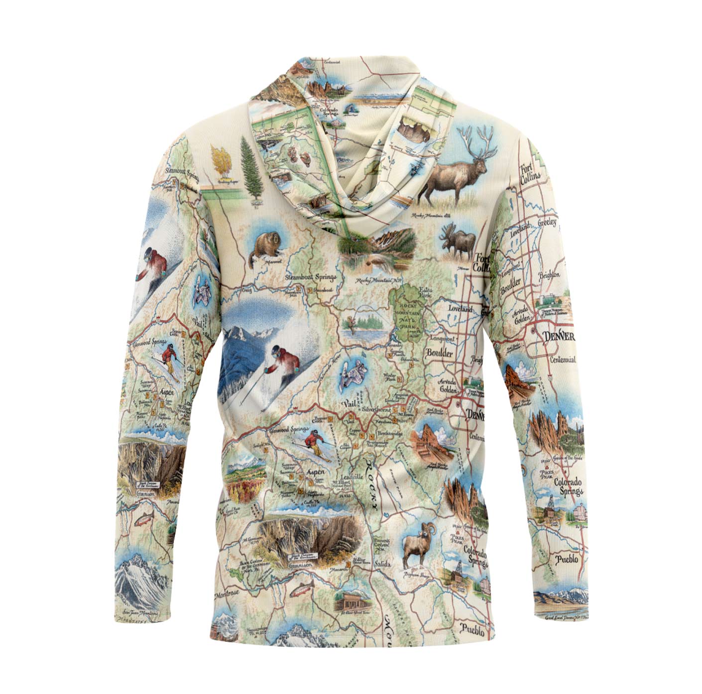 Colorado State Map UltraLight Sunshirt Hoodie