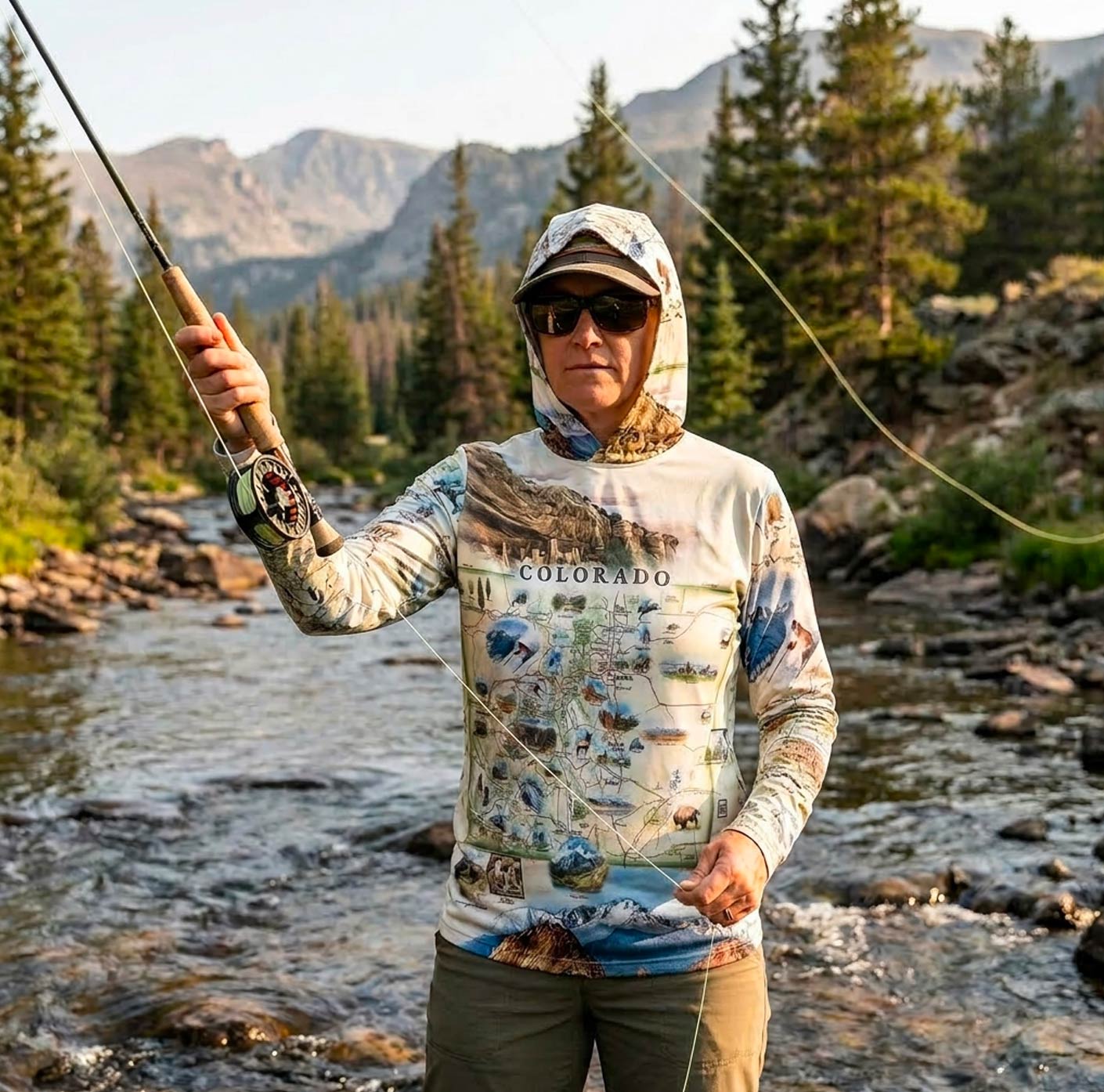Colorado State Map UltraLight Sunshirt Hoodie
