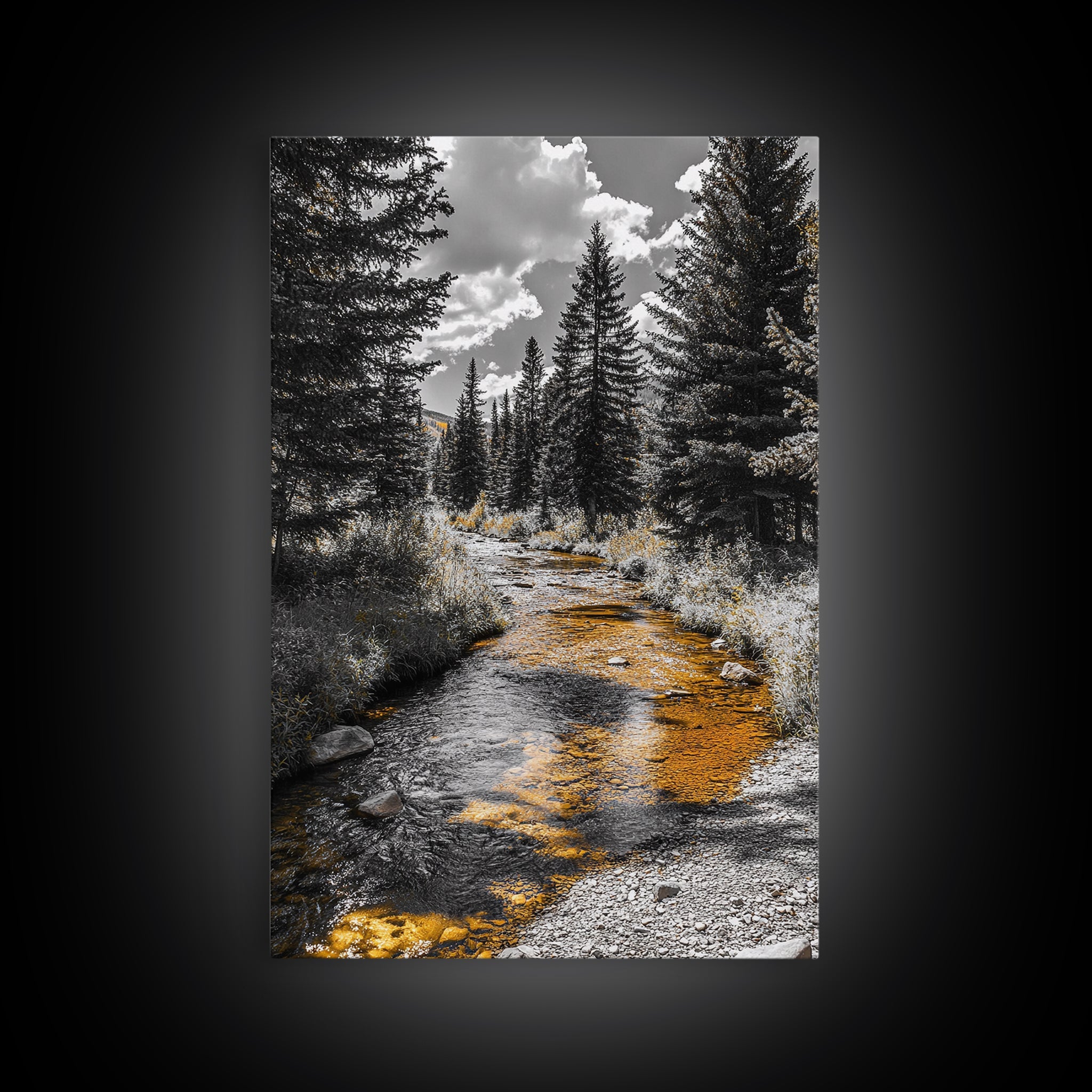 Autumn Forest Stream Canvas Print