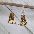 Cowboy Boot Wooden Dangle Earrings