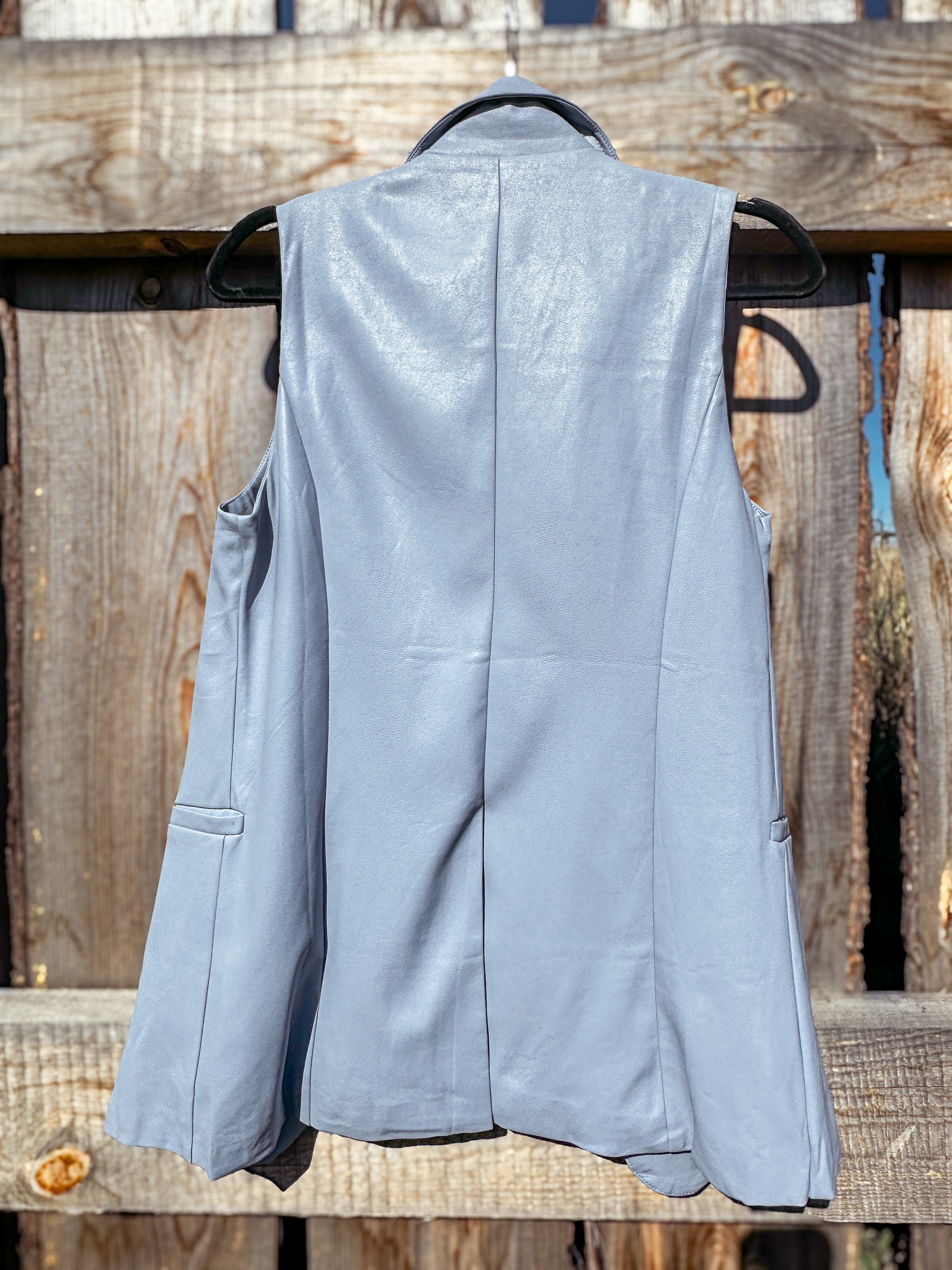 Spring Blue Hand Tooled Lapel Vest