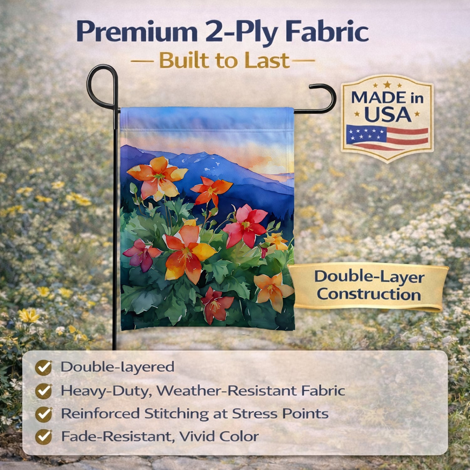 Colorado Columbine Watercolor Garden Flag