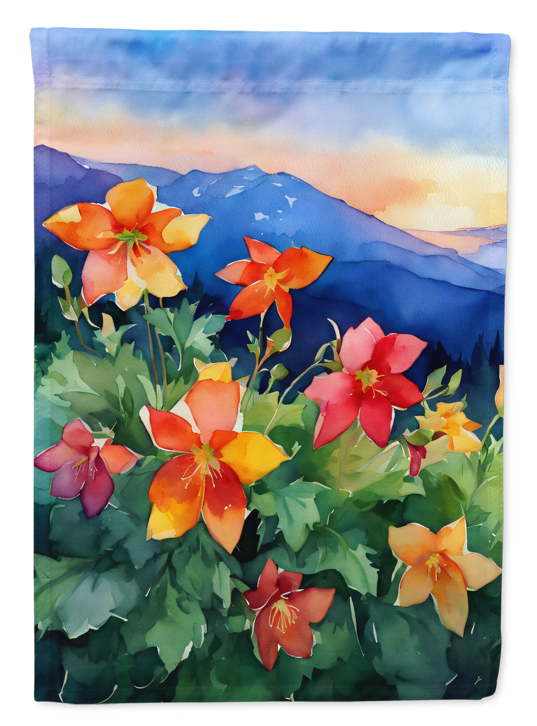 Colorado Columbine Watercolor Garden Flag