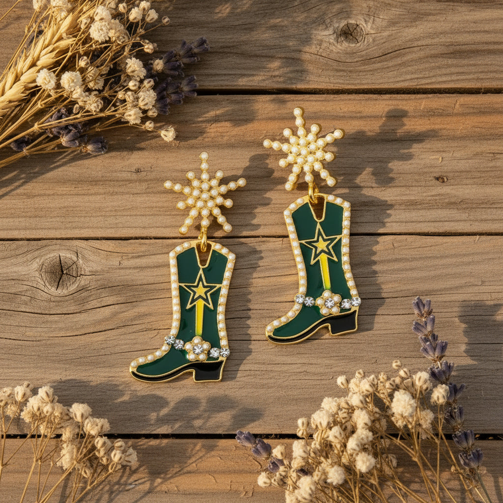 Cowgirl Boot & Hat Dangle Earrings