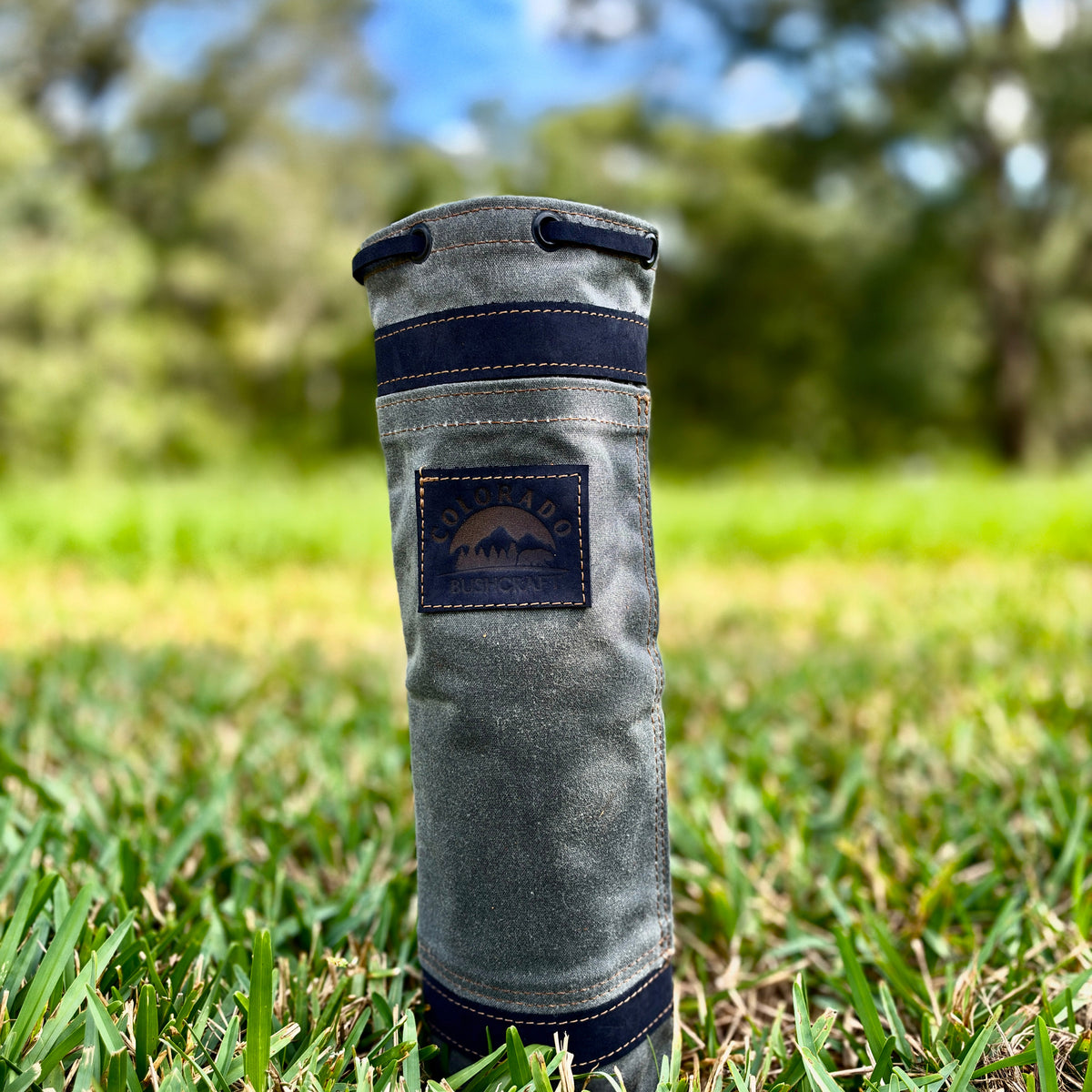 Handmade Waxed Canvas Wool Insulated Bushcraft Wine Bottle Carrier Coozie